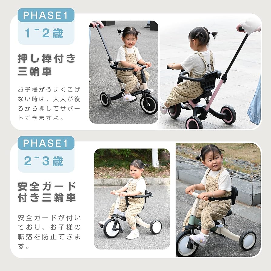 【新品】多機能三輪車 三輪車 1〜5歳 子供 成長に合わせて長く使える Amazon.co.jp: 子供用三輪車 マルチ機能三輪車 成長対応三輪車